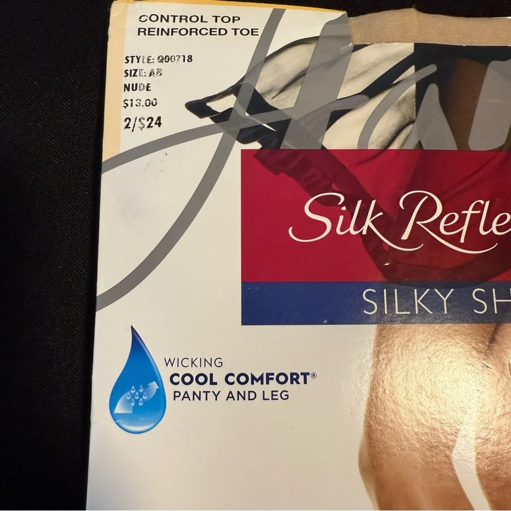 Hanes Silk Reflections Pantyhose Nude Cool Comfort Control Top Reinforced Toe AB